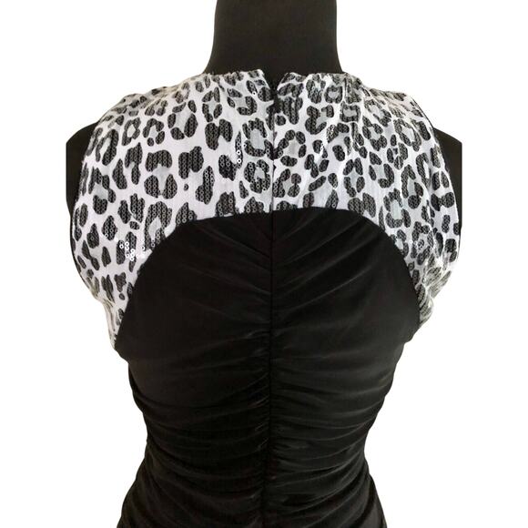 CACHE Animal Black Bodycon Sequin Ruched Evening Event Dress Stretch NWT $198 - Picture 5 of 9